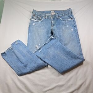 Men's True Religuon Light Blue Distressed Jeans